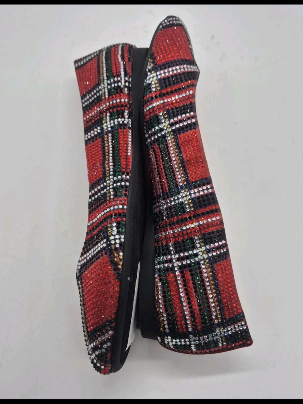 Alex Marie Red Plaid Rhinestone-Studded Ballet Flat - Picture 6 of 9